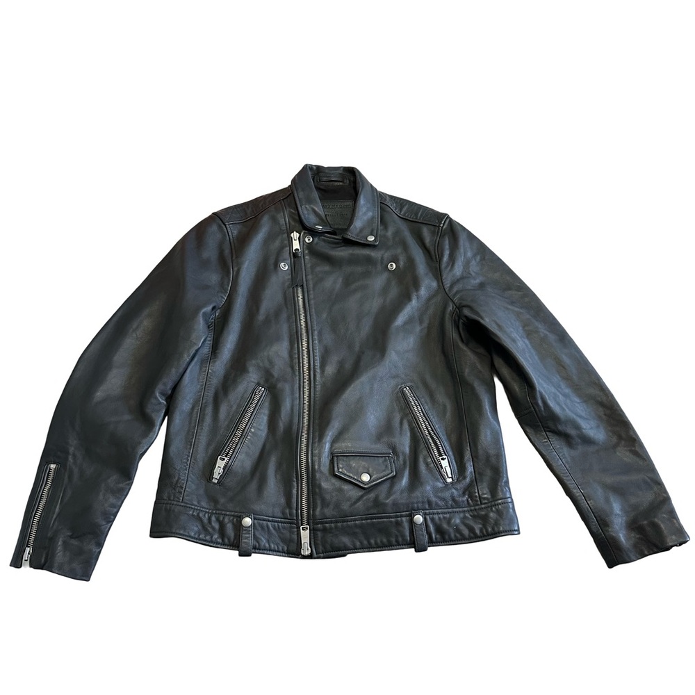 Allsaints black leather jacket XL size